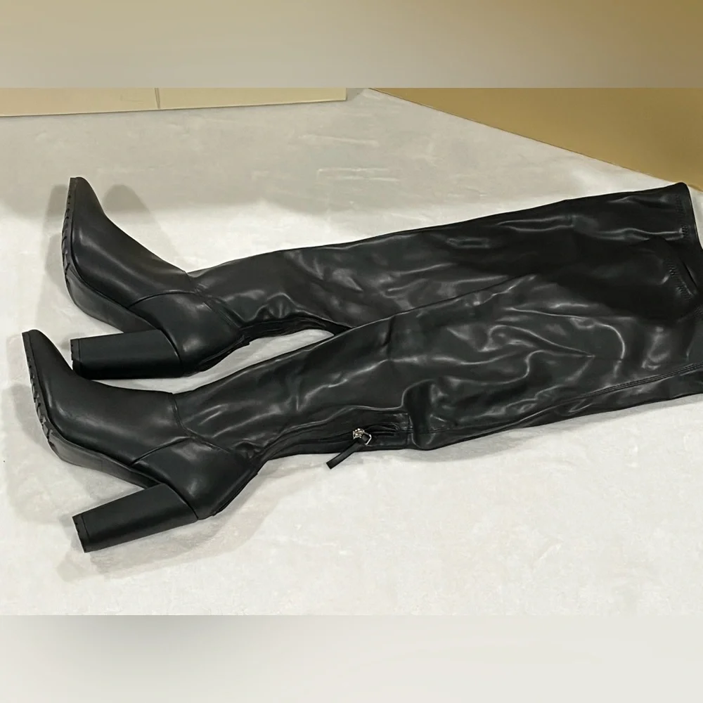 Madden Girl Black Faux Leather Over the Knee Boots Sz 8.5 BNWOB